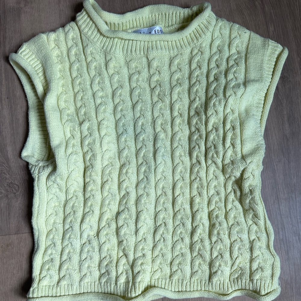 Yellow Cable Knit Crop Top